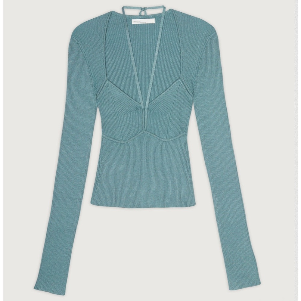 OAK + FORT Teal Long Sleeve Bodysuit